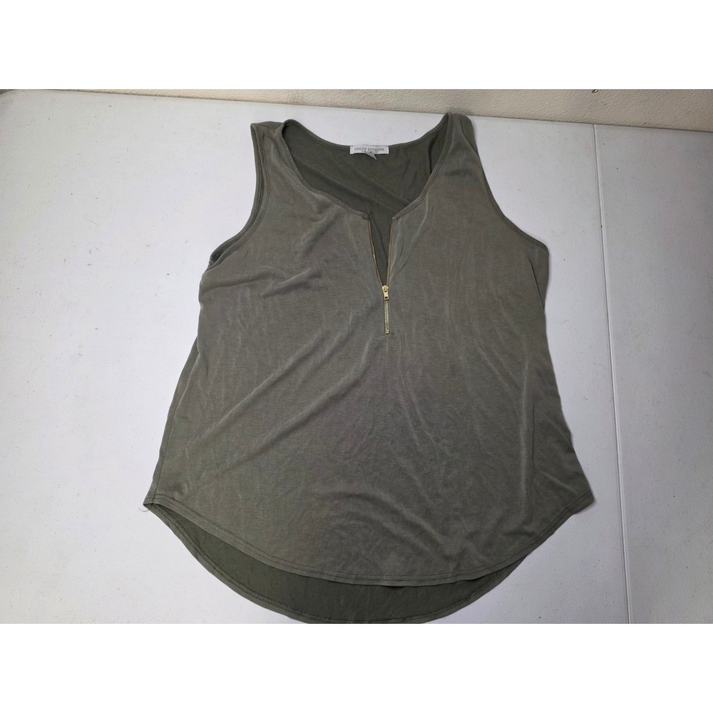 Green Envelope Los Angeles Olive Green Quarter Zip Tank Top Large